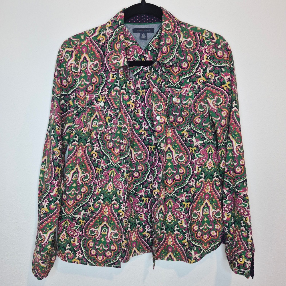 Tommy Hilfiger Paisley Button Down Whimsical Maximalism‎ Dopamine 100%  Cotton M
